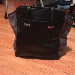 Large black w/ snakeskin accents Coach bag